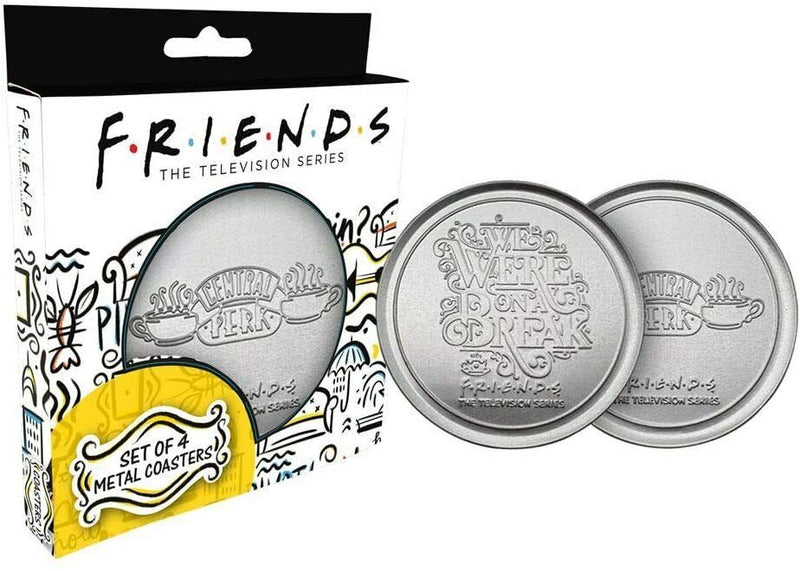 Friends Metal Coasters Officially Licensed TV Show Set Of 4 With Two Designs NEW