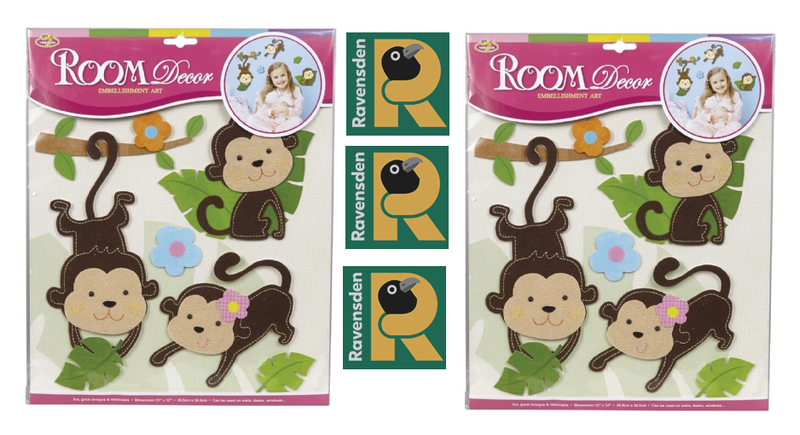 Ravensden Nursery Childrens Toddler Wall Decor Animal Monkey Room Decal Stickers