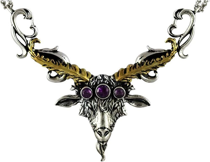 Bacchanalia Goat Head Necklace Confidence Stability Silver Tone GIFT IDEA CHARM