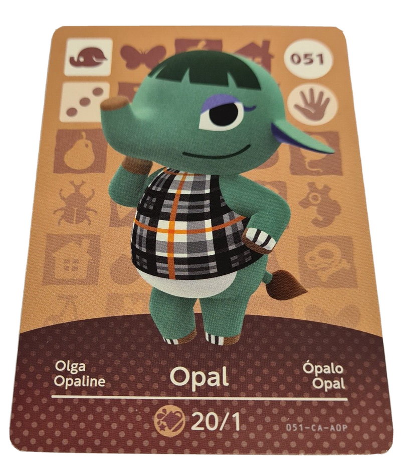 Animal Crossing Amiibo Series 1 OPAL 051 Switch Gift Idea CARD new horizons