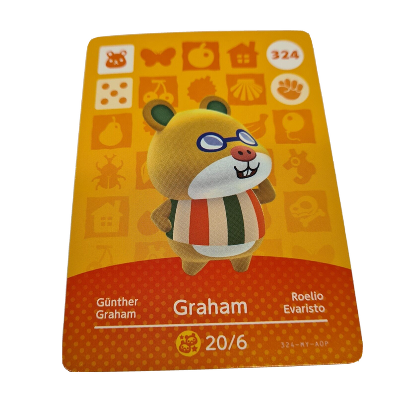 ANIMAL CROSSING AMIIBO SERIES 4 GRAHAM 324 Wii U Switch 3DS GIFT IDEA CARD NEW