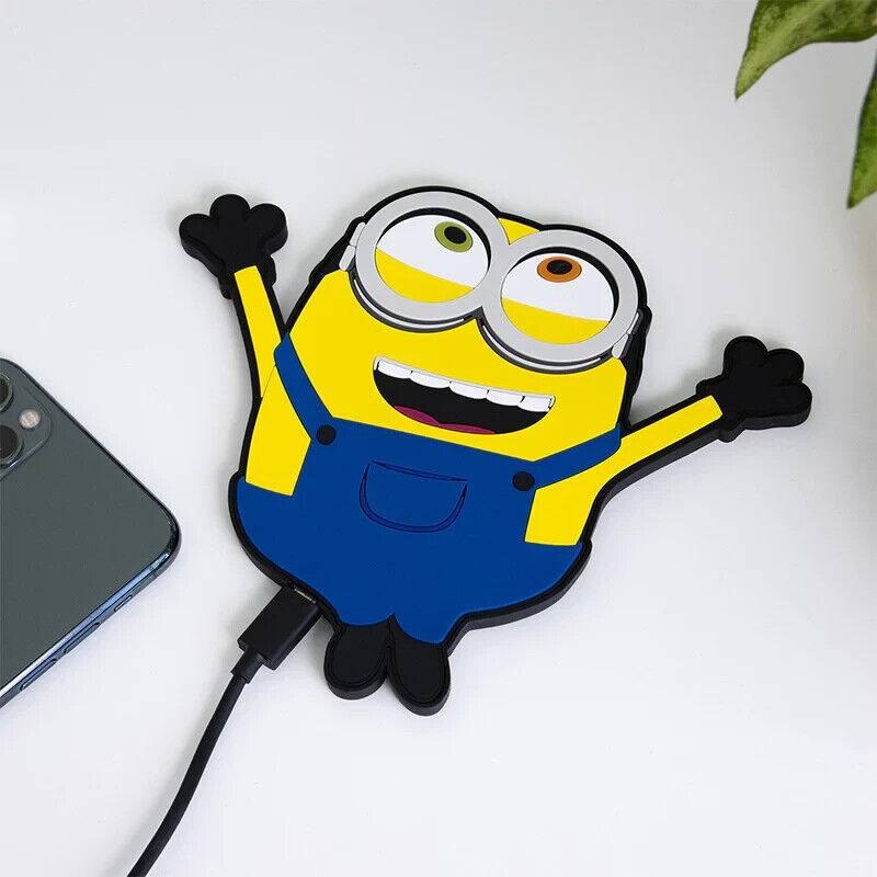 OFFICIAL Minions 2 Wireless Charger Pad MOBILES - 10W Fast Qi Charger GIFT IDEA