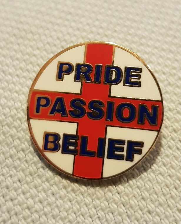 England Enamel Pin Badge Pride Belief Passion Brass Football rare 90 collectable