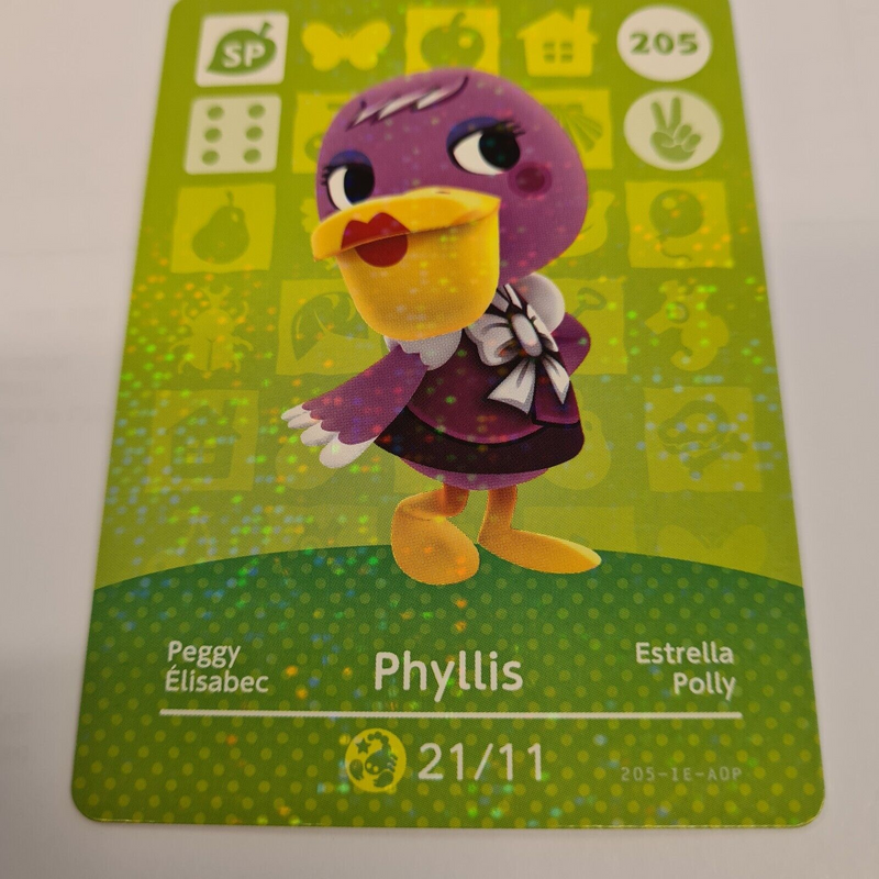 ANIMAL CROSSING AMIIBO SERIES 3 PHYLLIS 205 Wii U Switch 3DS GIFT IDEA CARD NEW