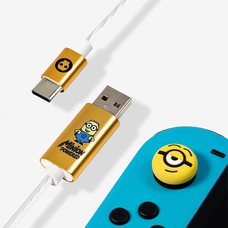 Minions LED USB Type-C Cable and Thumb Stick Grips GIFT IDEA PS4 XBOX CHARGER