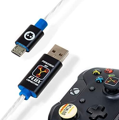 Back to the Future LED Micro USB controller Cable and Thumb Stick Grips PS4 XBOX