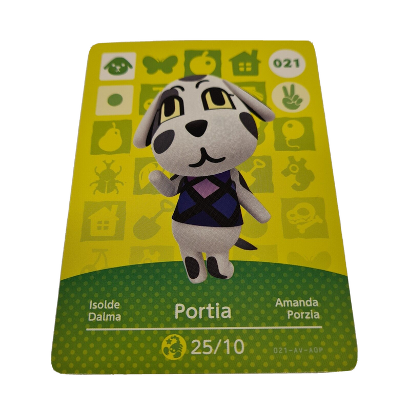 Animal Crossing Amiibo Series 1 PORTIA 021 Switch Gift Idea CARD new horizons
