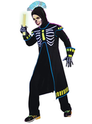Adult Mens Ravin' Skeletech Costume (Standard) Halloween Glow Suit Fun MEDIUM