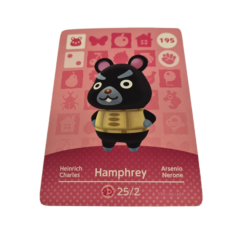ANIMAL CROSSING AMIIBO SERIES 2 HAMPHREY 195 Wii U Switch 3DS GIFT IDEA CARD NEW