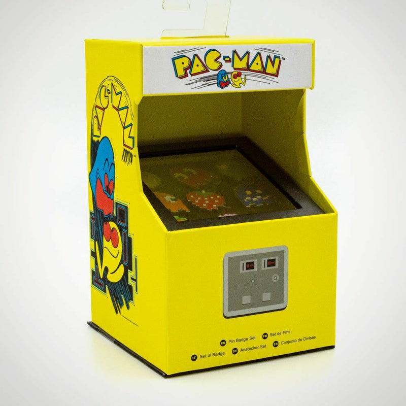 Pac-Man Arcade Cabinet 9 High Quality Metal Pin Badge Set RARE GIFT IDEA NEW