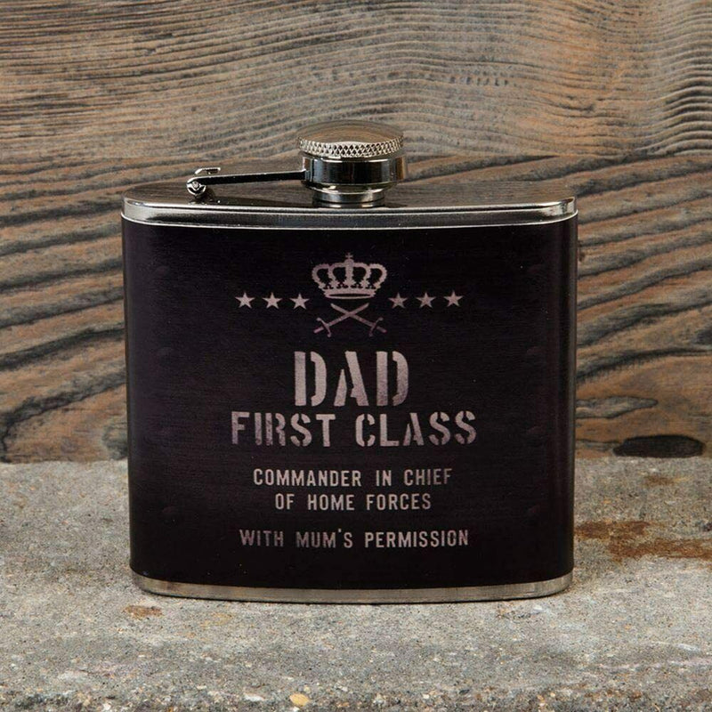 Military Heritage 5oz Hip Flask - Dad First Class Fathers Day Gift Birthday Idea