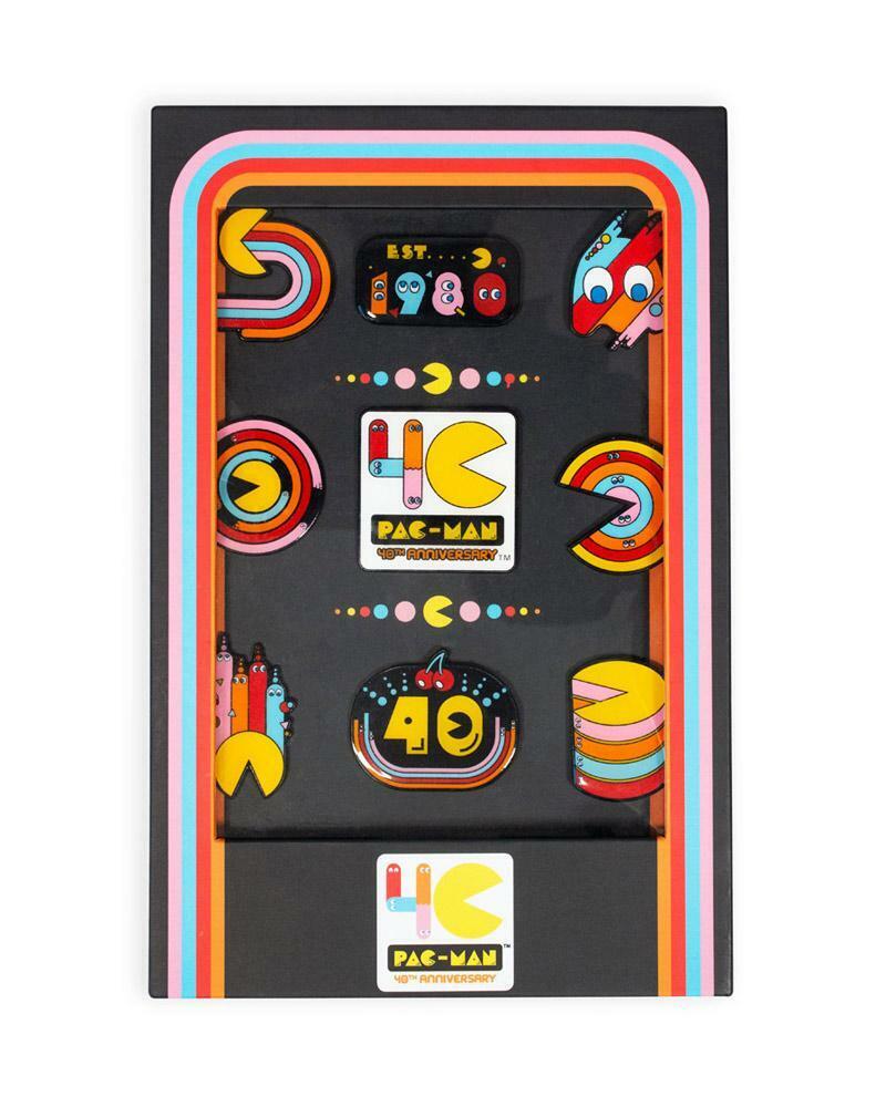 OFFICIAL PAC-MAN ARCADE 40TH ANNIVERSARY 9 PIN BADGE SET SUPER RARE GIFT IDEA UK