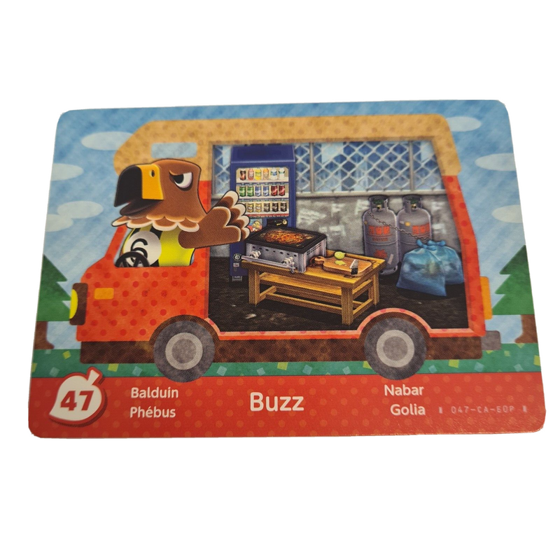 Animal Crossing New Leaf Horizon Amiibo Card BUZZ 47 Nintendo WiiU Switch 3DS