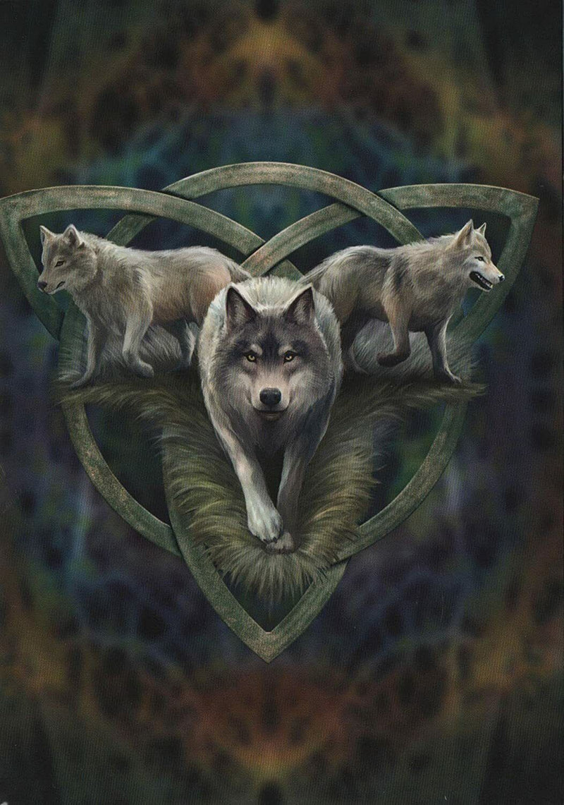 Wolf Trio Blank Wolf Birthday Greeting Card Anne Stokes gothic new age fantasy