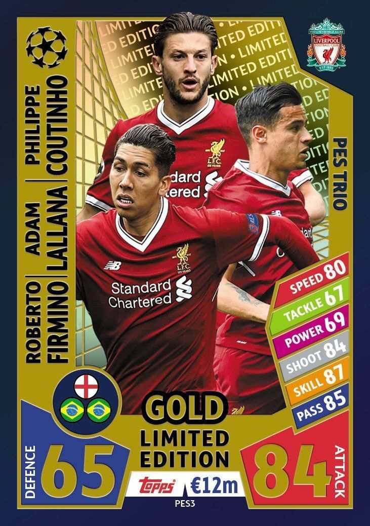 Match Attax 2017/18 PES3 gold FC Liverpool limited Edition Champions League 2018
