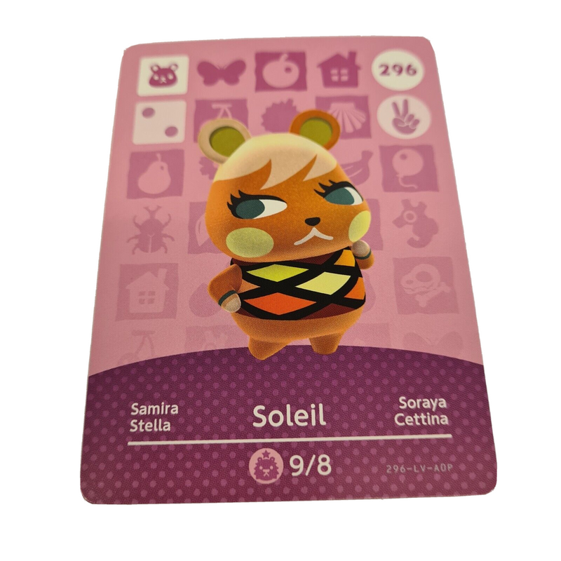 ANIMAL CROSSING AMIIBO SERIES 3 SOLEIL 296 Wii U Switch 3DS GIFT IDEA CARD NEW