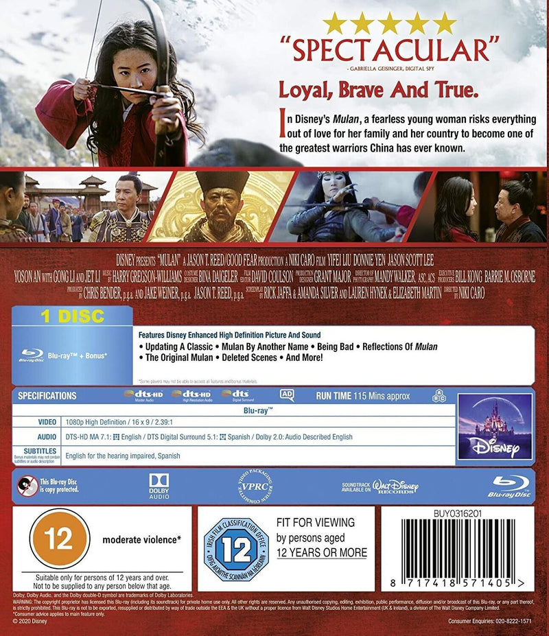 Mulan - Disney (2020) Blu Ray - UK Stock - Wholesale Job lot NEW Official x 20