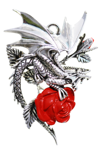 Draca Rosa Pendant Necklace Anne Stokes Jewellery Dragon Red Rose GIFT IDEA NEW