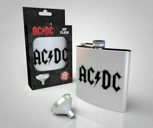 AC DC Logo Hip Flask Whiskey Stainless Steel Gift Idea NEW Band Merch ACDC Band