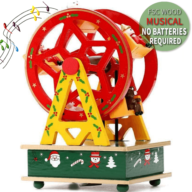Wooden Ferris Wheel Music Box Mechanical Wind Tune System Big Wheel GIFT IDEA