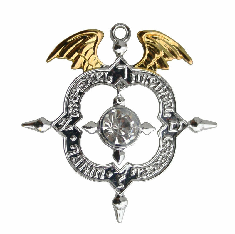 Winged Archangel Shield Mindfulness Charm Pendant Necklace gift idea NEW gothic