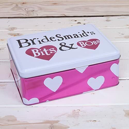 Bright Side Bridesmaid's Bits & Bobs Pink Tin Hearts Hinged Lid Gift iDEA NEW