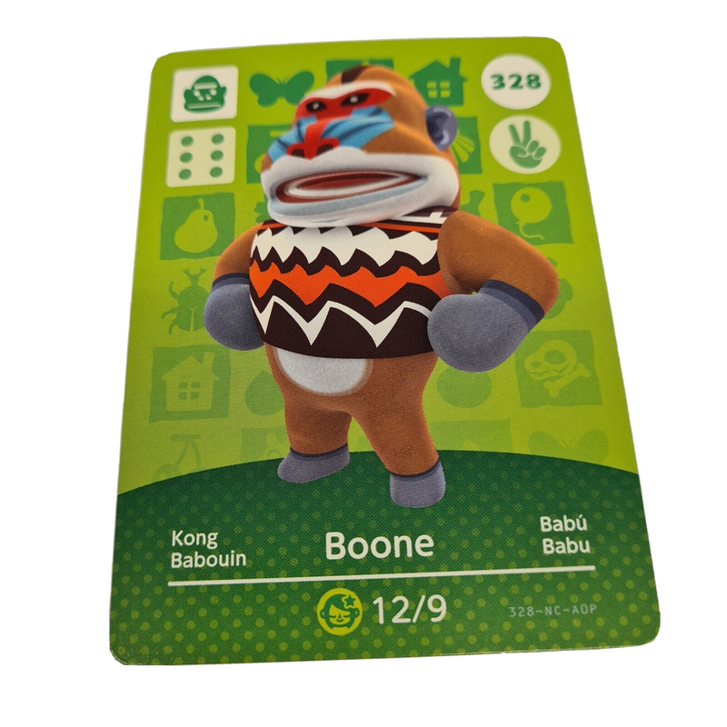 ANIMAL CROSSING AMIIBO SERIES 4 BOONE 328 Wii U Switch 3DS GIFT IDEA CARD NEW