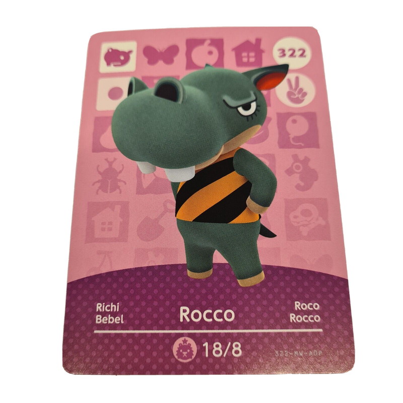 ANIMAL CROSSING AMIIBO SERIES 4 ROCCO 322 Wii U Switch 3DS GIFT IDEA CARD NEW