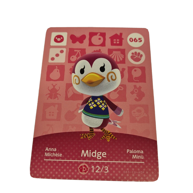 Animal Crossing Amiibo Series 1 MIDGE 065 Switch Gift Idea CARD new horizons