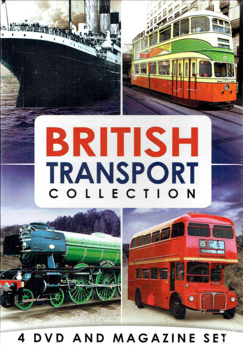 BRITISH TRANSPORT COLLECTION 4 DVD SET Gift Idea SHIPS TRAMS TRAINS BUSES Mag