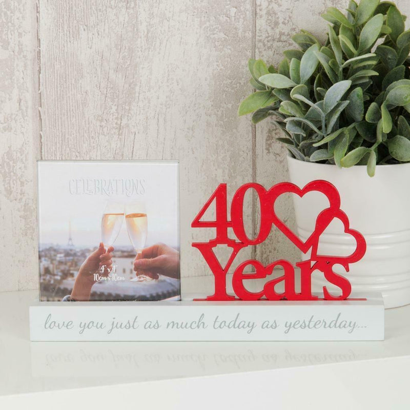 40TH RUBY WEDDING ANNIVERSARY PHOTO FRAME - 4" X 4"  GIFT IDEA NEW UNIQUE