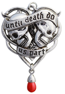 Spondeo Pendant Necklace Anne Stokes Jewellery Gothic Love Skulls Heart Death UK