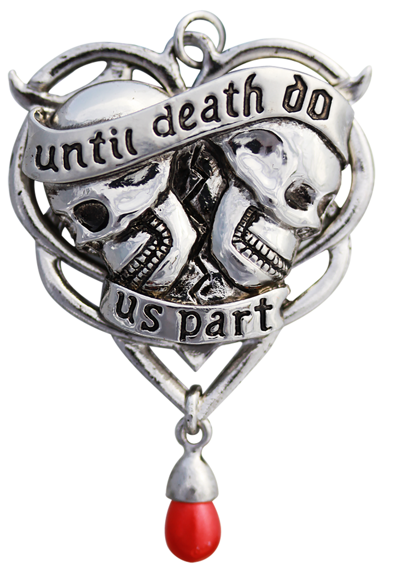 Spondeo Pendant Necklace Anne Stokes Jewellery Gothic Love Skulls Heart Death UK