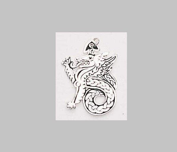 Celtic Dragon Pendant - Leadership and Purity Antiqued Sterling Silver gift idea