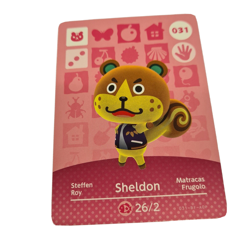 Animal Crossing Amiibo Series 1 SHELDON 031 Switch Gift Idea CARD new horizons
