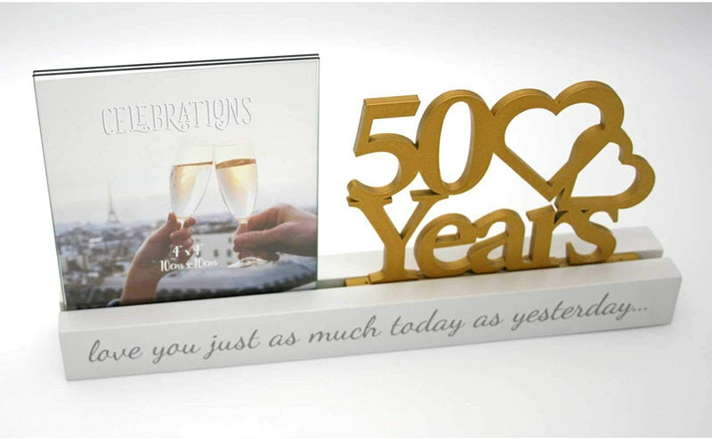 GOLDEN Wedding Anniversary Photo Frame 4" x 4" Photos 50 Years Picture Gift idea