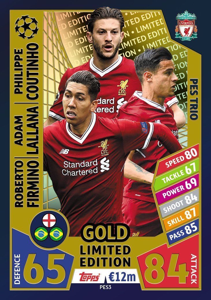 Match Attax 2017/18 PES3 gold FC Liverpool Champions League WHOLESALE x 20 cards