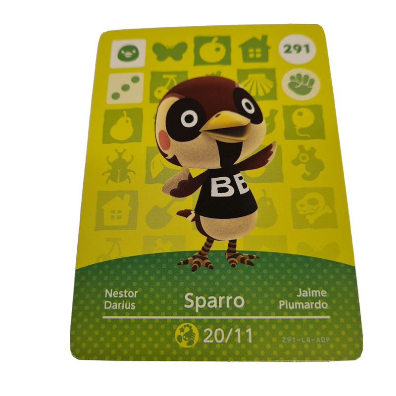 ANIMAL CROSSING AMIIBO SERIES 3 SPARRO 291 Wii U Switch 3DS GIFT IDEA CARD NEW